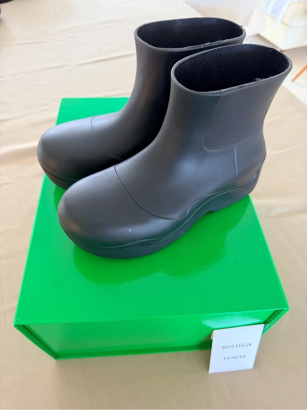 Bottega Veneta Black Matte Rubber Ankle Booties